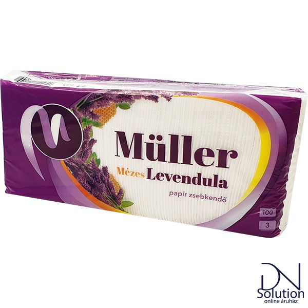 Müller papírzsebkendő 3 réteg 100 db méz-levendula