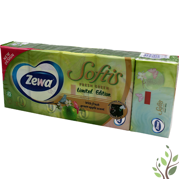 Zewa Softis papírzsebkendő 10x9 db 4 réteg fresh green