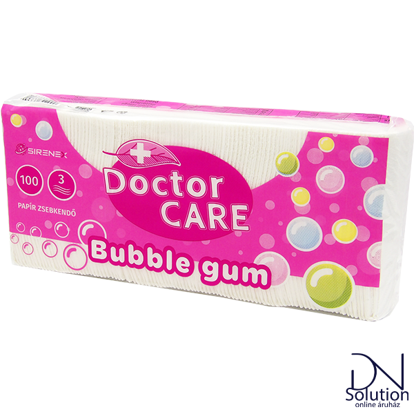 Doctor Care papírzsbkendő 100db bubble gum